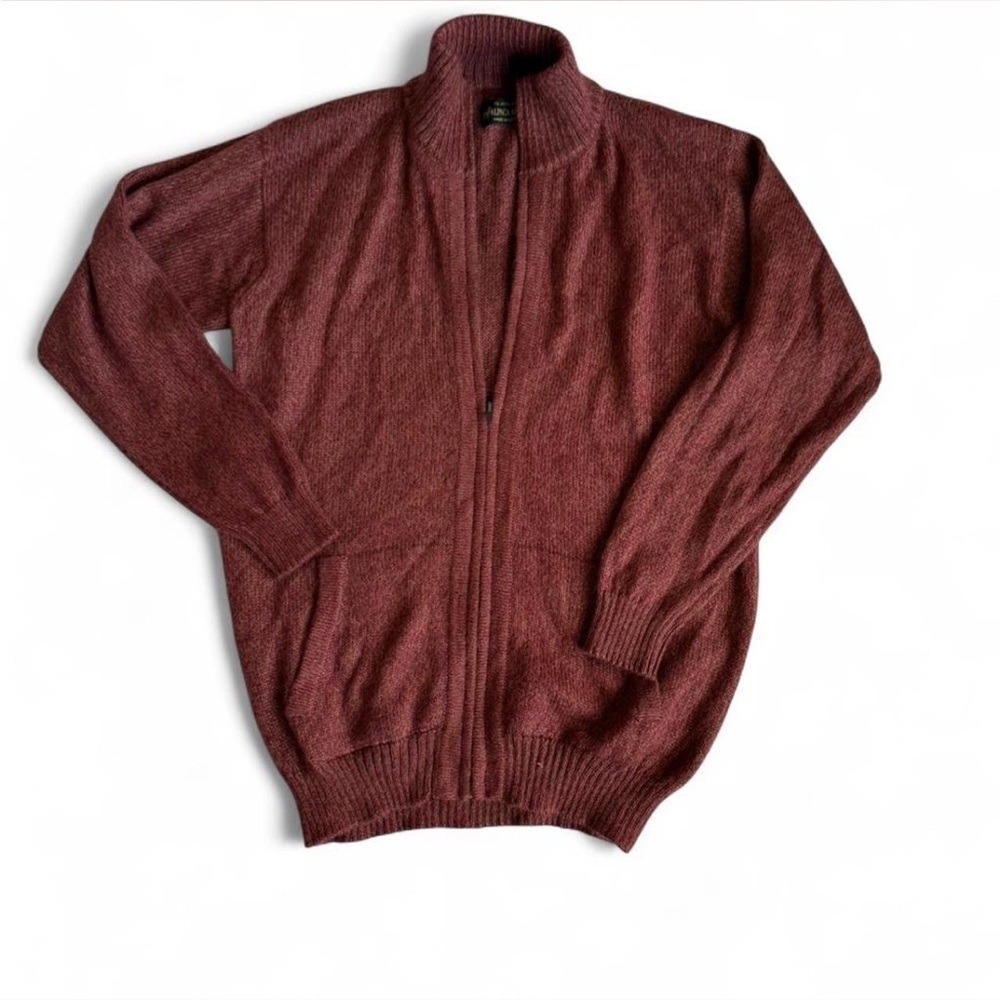 Tejidos Parillo Peru Alpaca Wool Zip Up Cardigan Orange Men’s Size Medium M